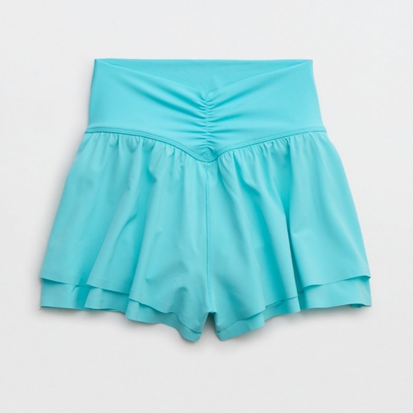 XS: Aerie Ruched Flowy Stretch Shorts - Picture 4 of 7